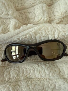 Oakley Black Frame Brown Lens Wrap Sunglasses